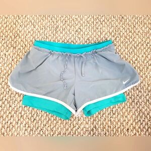 Nike Women's Gray and Teal Running Shorts